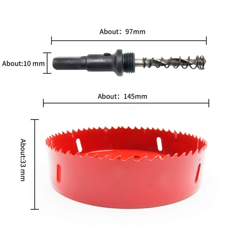 Laiwei Hole Saw Drill Bit LAIWEI HSS Hole Cutter with Arbor for Wood,PVC Board and Plasterboard(5-3/4"(145mm Hole Saw)) - Image 2